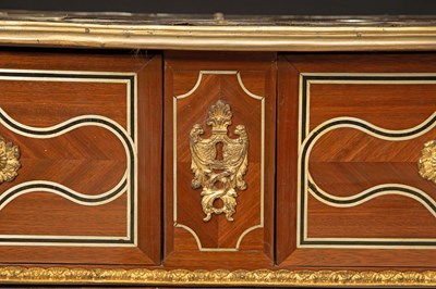 Lot 479 - Louis XIV Style Gilt-Bronze and Brass-Mounted Ebony and Pewter-Inlaid Bois Satiné Commode