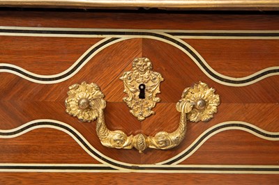 Lot 479 - Louis XIV Style Gilt-Bronze and Brass-Mounted Ebony and Pewter-Inlaid Bois Satiné Commode