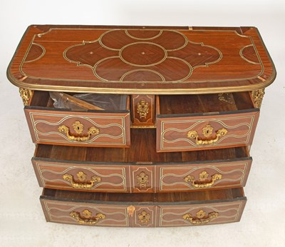 Lot 479 - Louis XIV Style Gilt-Bronze and Brass-Mounted Ebony and Pewter-Inlaid Bois Satiné Commode