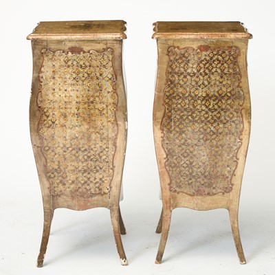 Lot 586 - Pair of Venetian Rococo Style Gilt-Varnished Silvered Comodini