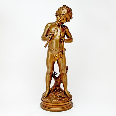 Lot 299 - Gilt Patinated Spelter Figure of Pan Playing a Flute