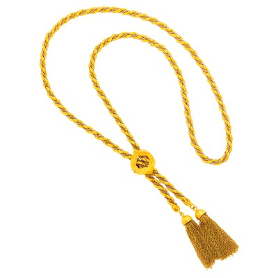 Lot 131 - Two-Color Rope-Twist Gold Slide Tassel Necklace