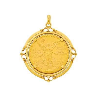 Lot 1068 - Gold and Gold Mexican Fifty Pesos Pendant, France