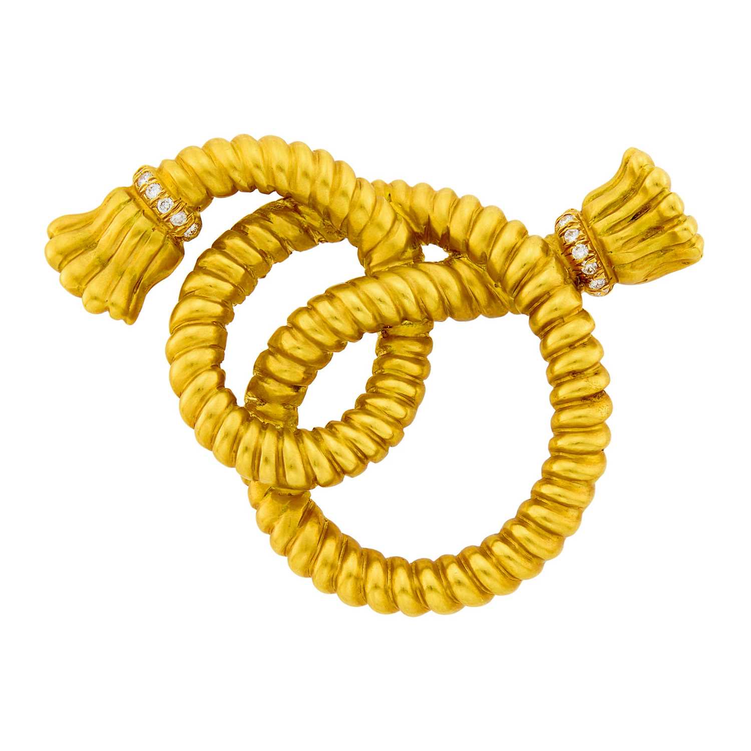Lot 23 - Angela Cummings Gold and Diamond Knot Brooch