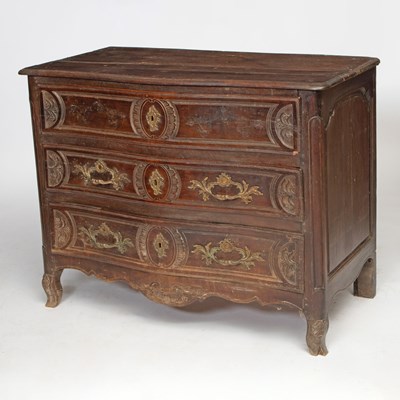 Lot 391 - Louis XV Provincial Gilt-Bronze Mounted Walnut Commode