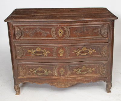 Lot 391 - Louis XV Provincial Gilt-Bronze Mounted Walnut Commode