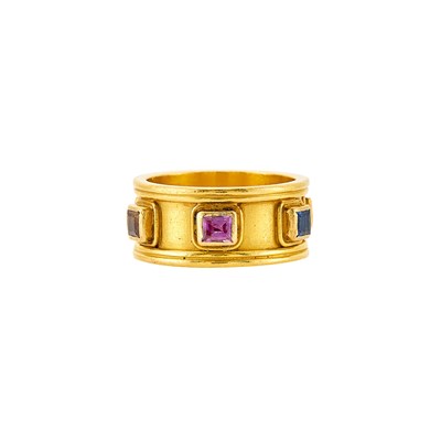 Lot 1196 - Reinstein/Ross High Karat Gold and Multicolored Sapphire Band Ring