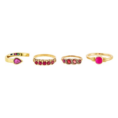 Lot 1272 - Four Gold and Gem-Set Rings