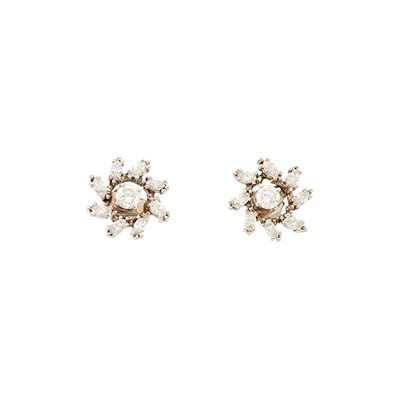 Lot 2277 - Pair of White Gold and Diamond Stud Earrings with Jackets