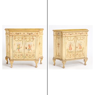 Lot 376 - Pair of Italian Painted Decorated Cabinets