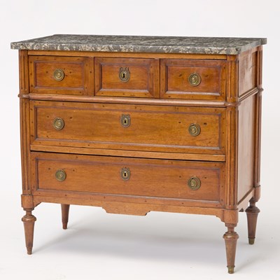 Lot 360 - Louis XVI Marble Top Walnut Commode