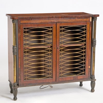 Lot 181 - Regency Brass-Mounted Inlaid Rosewood Side Cabinet