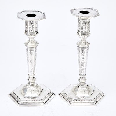 Lot 330 - Pair of Tiffany & Co. Sterling Silver Candlesticks