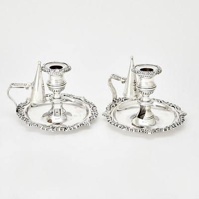 Lot 235 - Pair of George III Sterling Silver Chambersticks