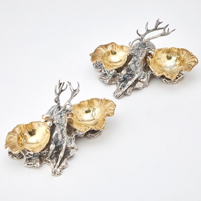 Lot 284 - Pair of Cassati Italian Sterling Silver Stag Master Salts