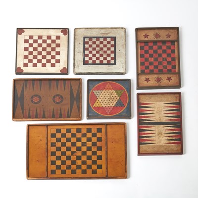 Lot 491 - Seven Painted Wood Gameboards