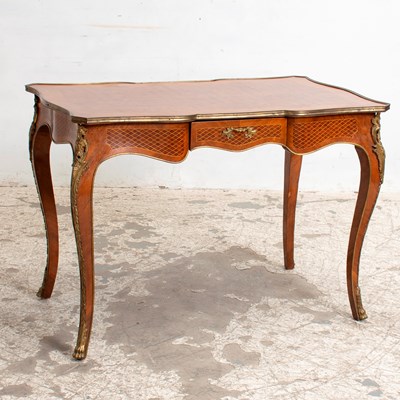 Lot 345 - Louis XV Style Ormolu Mounted Inlaid Kingwood and Tulipwood Bureau Plat