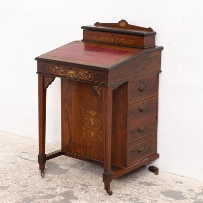 Lot 12 - Edwardian Inlaid Rosewood Davenport