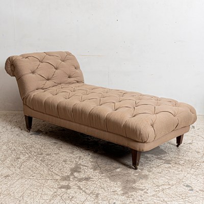 Lot 230 - Upholstered Button-Tufted Chaise Longue