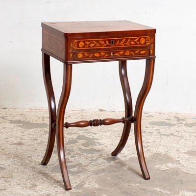 Lot 366 - Continental Marquetry-Inlaid Fruitwood Work Table