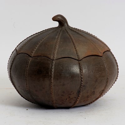 Lot 35 - Patinated Metal Pumpkin-Form Covered Bowl