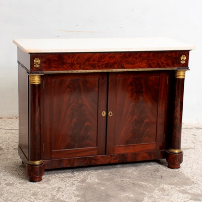 Lot 341 - Empire Style Gilt-Bronze Mounted Mahogany Side Cabinet with Stone Top