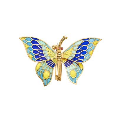 Lot 1207 - Gold and Enamel Butterfly Pin