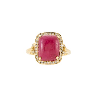 Lot 2312 - Gold, Cabochon Ruby and Diamond Ring