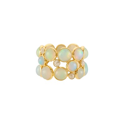 Lot 2385 - Gold, Opal and Diamond Band Ring