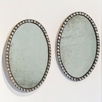 Lot 1085 - Pair of George III Cut Glass Oval Mirrors