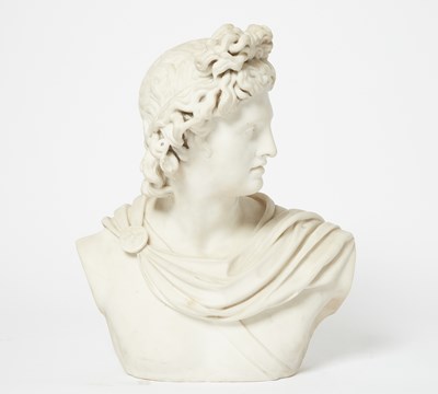 Lot 189 - Italian Carved White Marble Bust of Apollo Belvedere