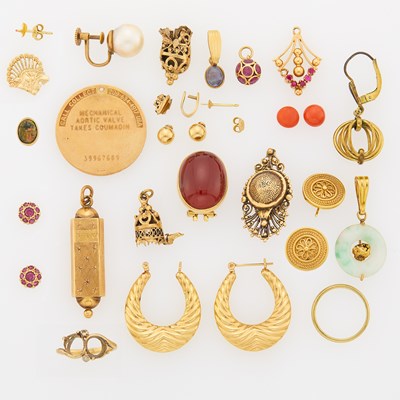 Lot 2427 - Group of Gold and Gilt-Metal Jewelry and Fragments