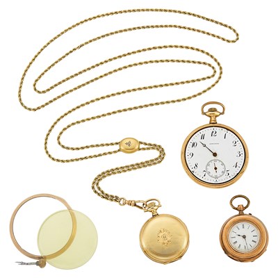 Lot 1204 - Three Gold and Gold-Filled Pocket and Pendant-Watches