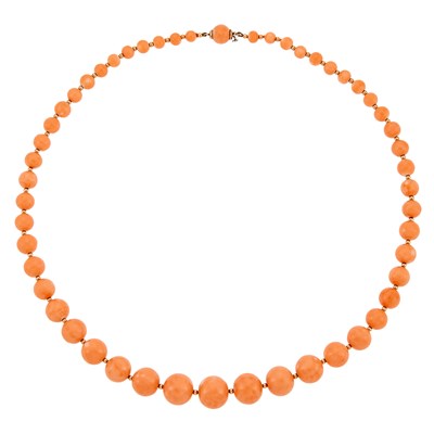 Lot 1107 - Coral Bead and Gold Necklace