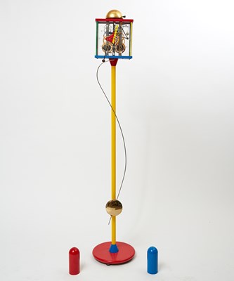 Lot 440 - Alain Silberstein Enameled Metal Standing Pendulum Clock