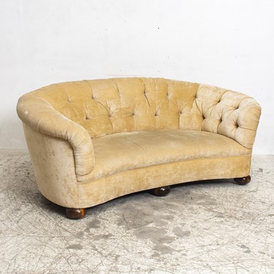 Lot 335 - Tan Upholstered Rounded Sofa