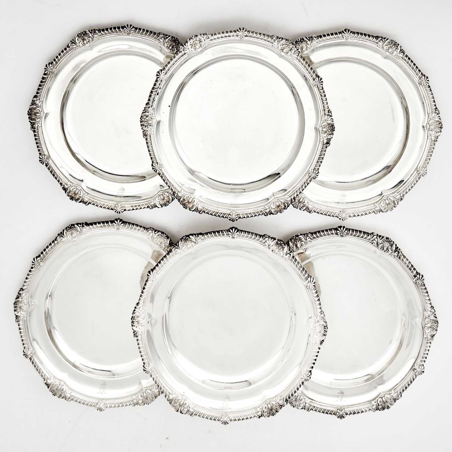 Lot 332 - Set of Six George III Sterling Silver Dinner Plates