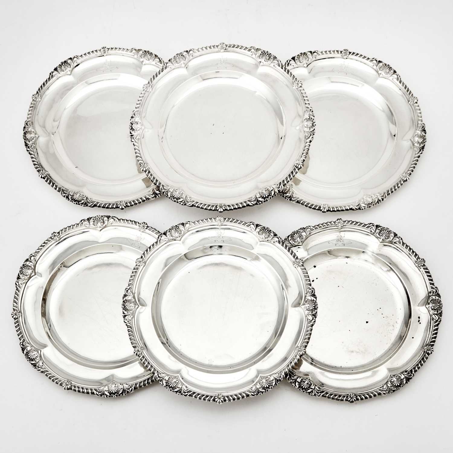 Lot 350 - Set of Six Victorian Sterling Silver Dinner Plates