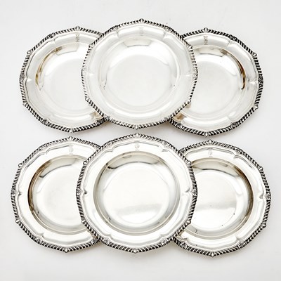 Lot 340 - Set of Six George III Sterling Silver Soup Plates