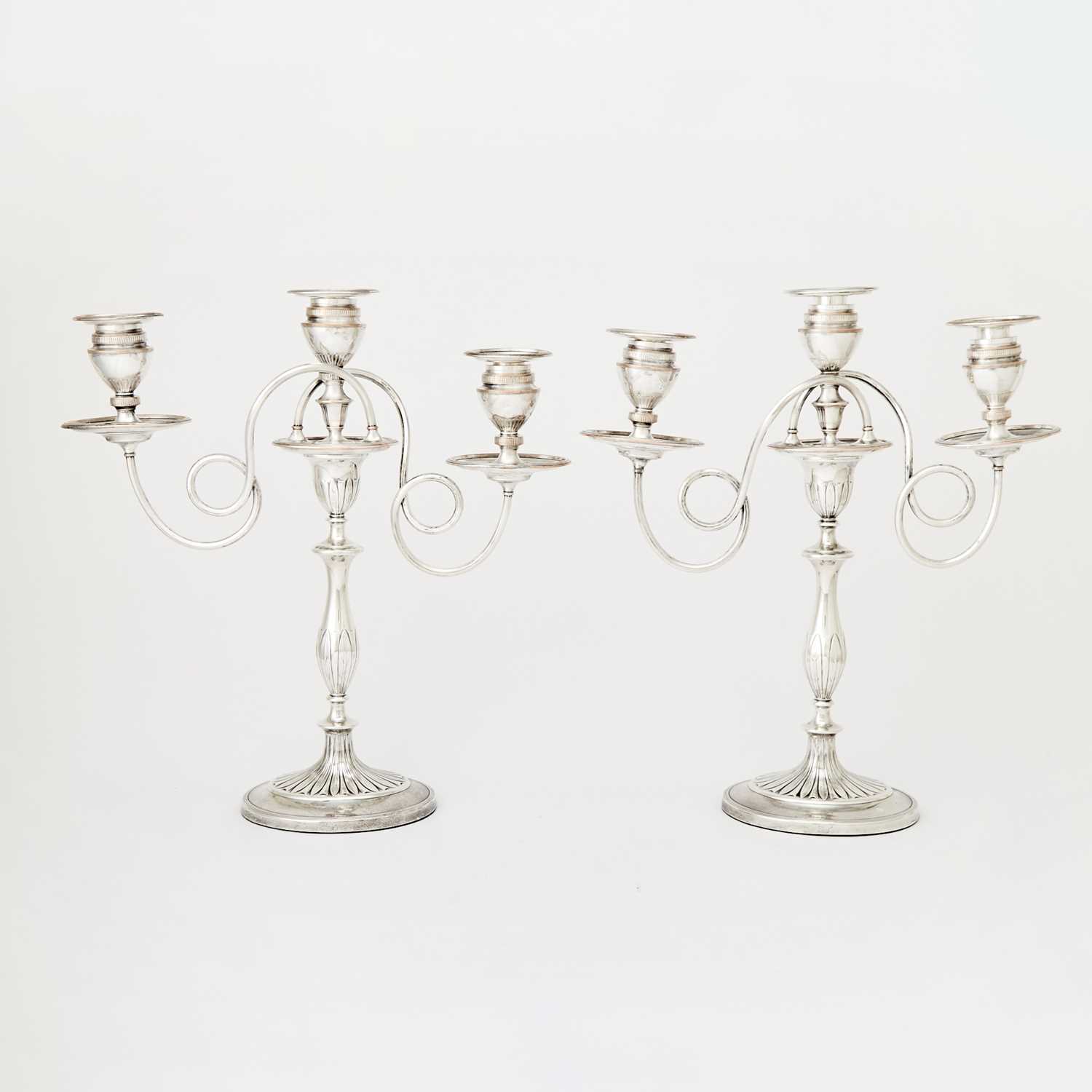 Lot 319 - Pair of George III Sterling Silver Candlesticks with Silver Plated Branches