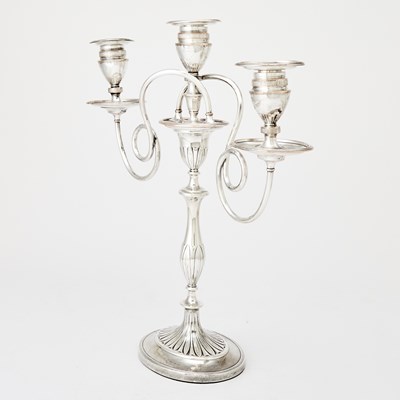 Lot 319 - Pair of George III Sterling Silver Candlesticks with Silver Plated Branches