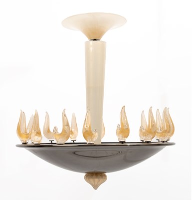 Lot 481 - Marco Mencacci for Barovier and Tosso Murano Glass and Metal "Elio" Chandelier