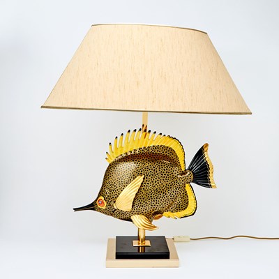 Lot 409 - Italian Hand-Painted Porcelain Fish-Form Table Lamp