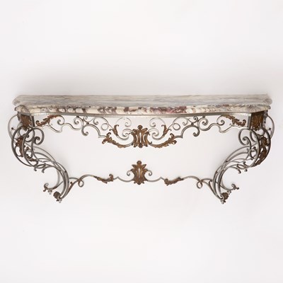Lot 182 - French Serpentine Marble Top Parcel Gilt Iron Console