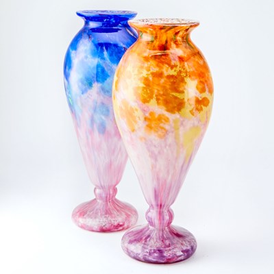 Lot 257 - Two Schneider Art Deco Blown Glass Vases