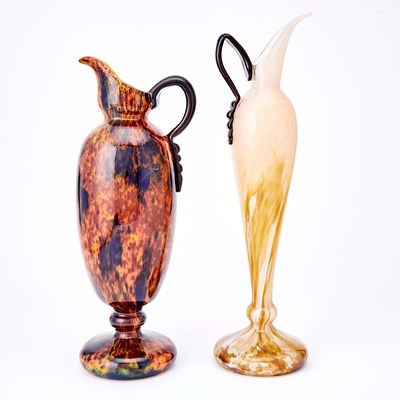 Lot 256 - Two Schneider Art Deco Blown Glass Ewers