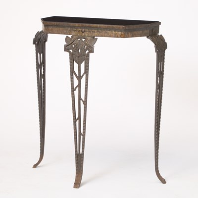 Lot 400 - Art Deco Style Iron and Glass Top Console Table