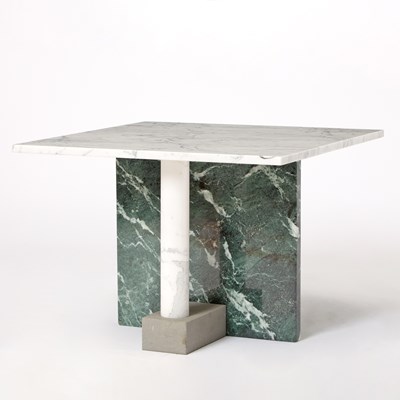 Lot 436 - Marco Zanini Green and White Marble "Mesaverde" Side Table