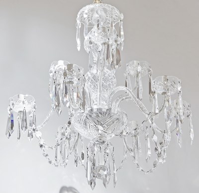 Lot 261 - Waterford George III Style Glass Nine-Light Chandelier