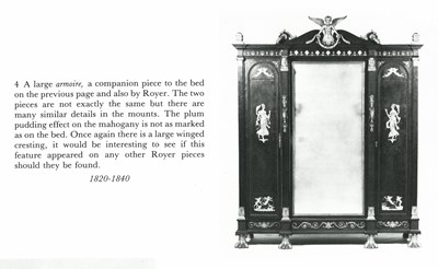 Lot 470 - Late Empire Gilt-Bronze Mounted Plum-Pudding Mahogany Mirrored Three-Door Armoire